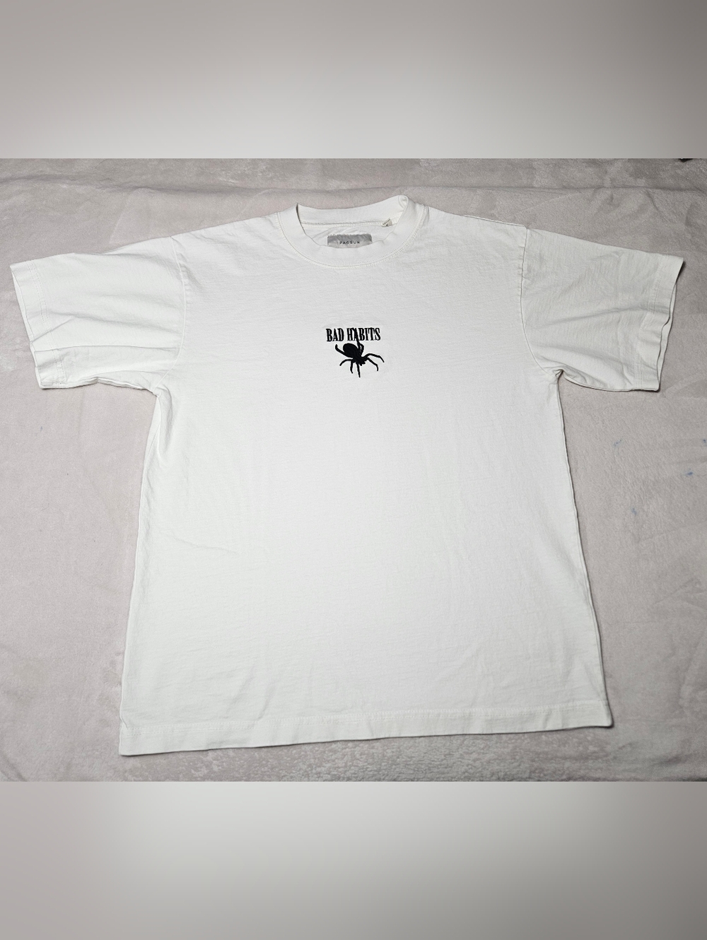 Pacsun Bad Habit Embroidery Oversized T-shirt White with Black Spider Logo